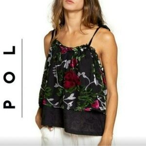 POL Women's Black Floral Top